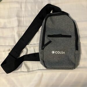 Gray and Black Belt Bag with Adjustable Strap by